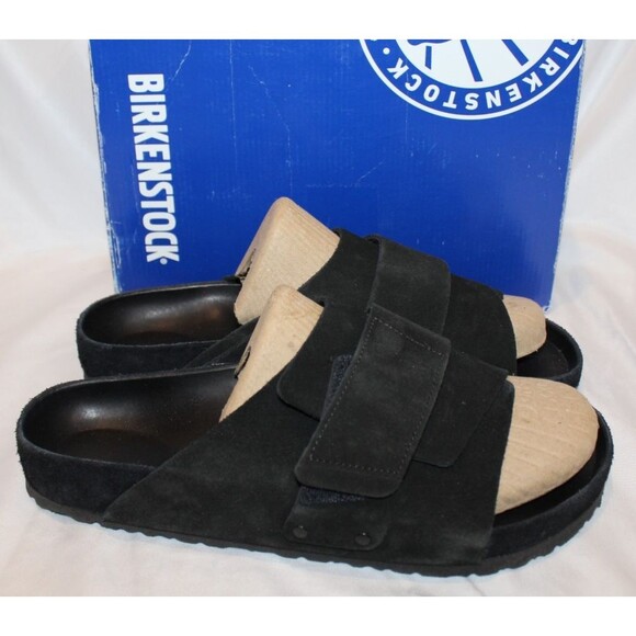 Birkenstock Kyoto MEN'S Slide Sandals Nubuck Suede Leather BLACK EU 46 US 13 NIB - Picture 1 of 7